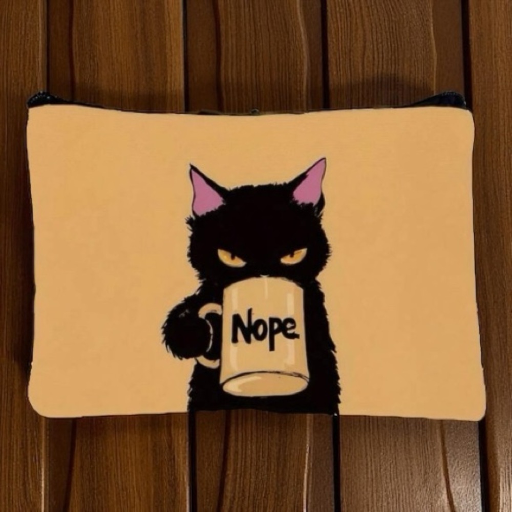 Black Cat ‘Nope’ Essential Travel Cosmetic Bag